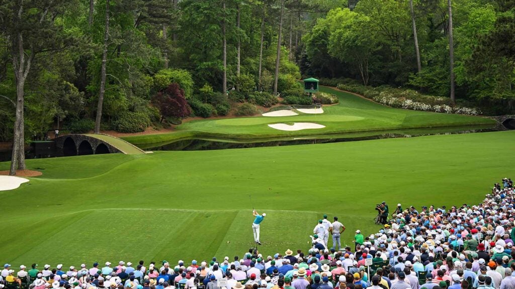 Jordan Spieth tees off on the 12th hole during the 2023 Masters.