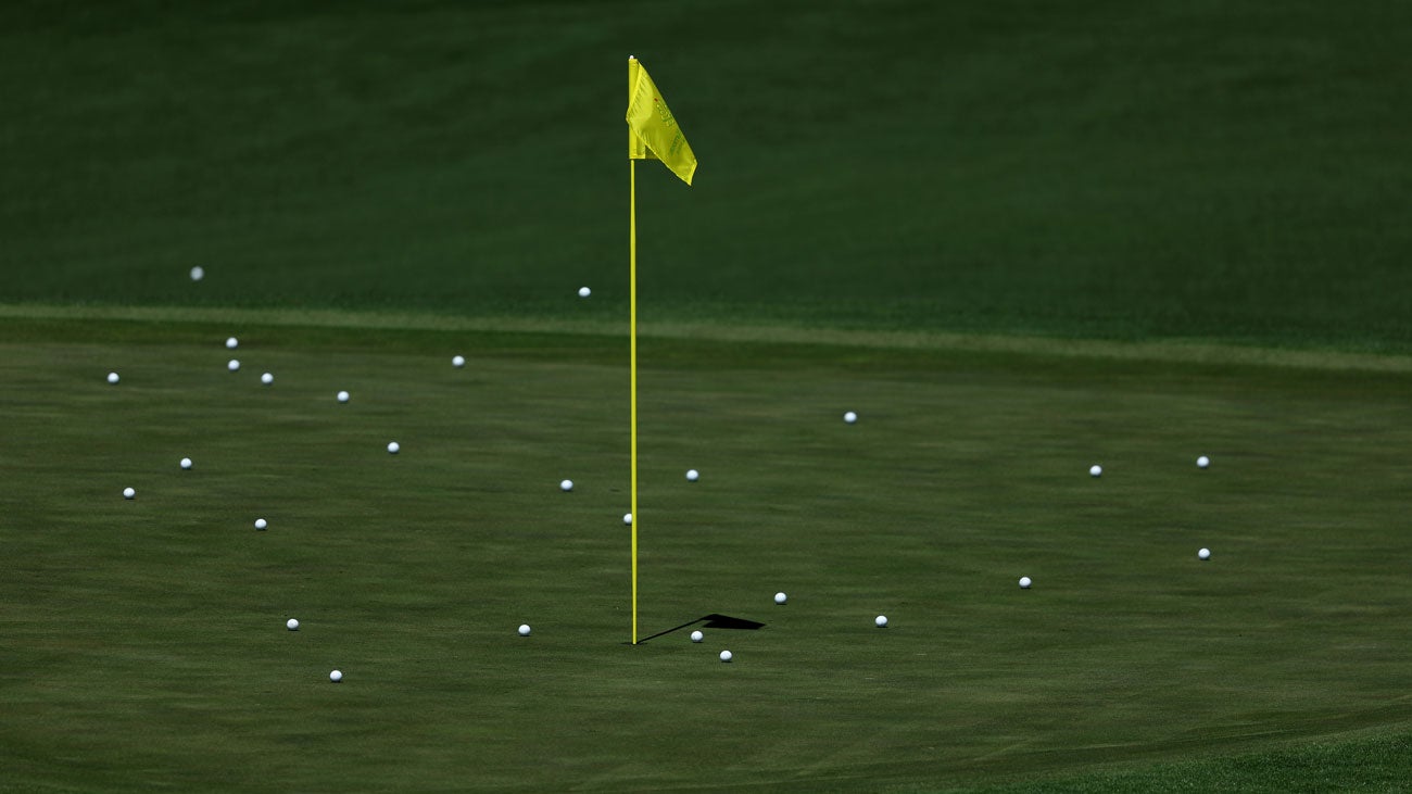 The driving range is pictured prior to the 2024 Masters Tournament at Augusta National Golf Club