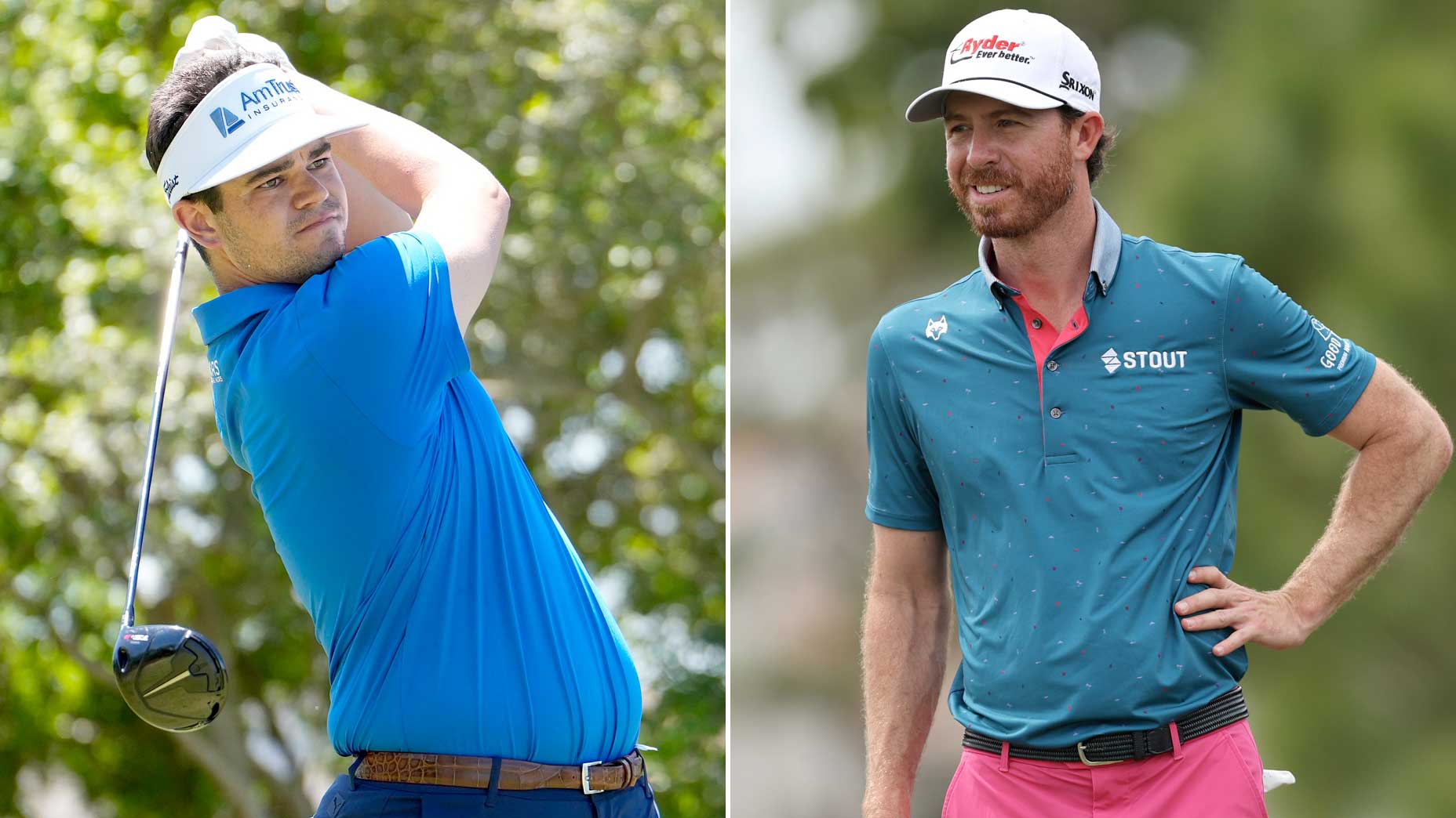 Split image of PGA Tour pros Beau Hossler (left) and Sam Ryder (right) at PGA Tour events.