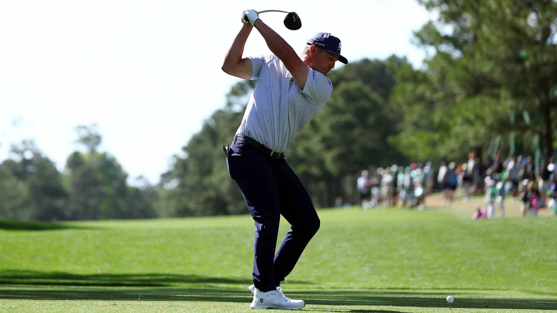 bryson dechambeau hits a tee shot during round 2 of the 2024 Masters