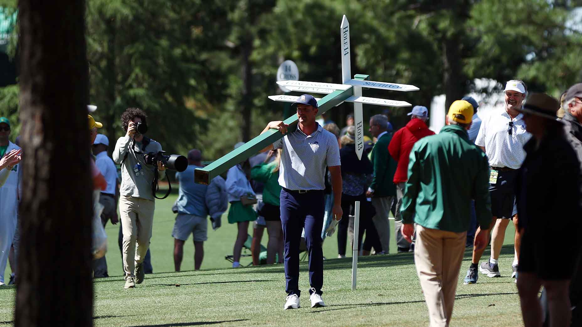 Bryson DeChambeau on the 13th hole of the Masters on Friday
