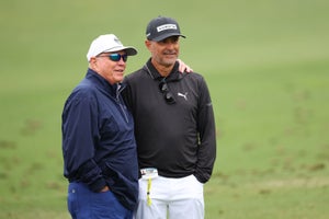 Butch Harmon and his son Claude at Augusta National