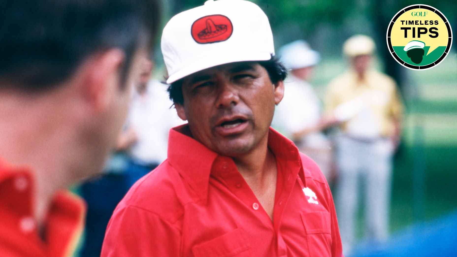 pro golfer lee trevino at a golf tournament in 1982.