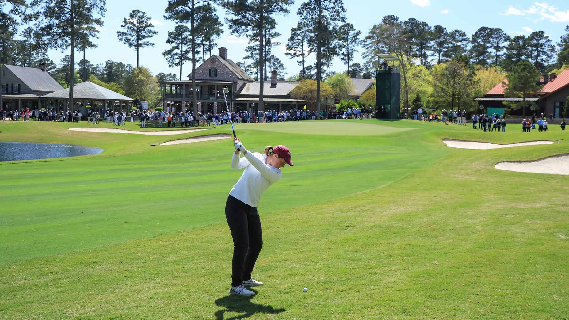 lottie woad hits an approach shot during the 2024 augusta national women's amateur
