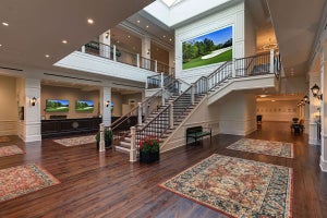 The grand staircase in the Masters media center