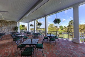 The terrace outside the Masters media center