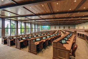 The press room in the Masters media center