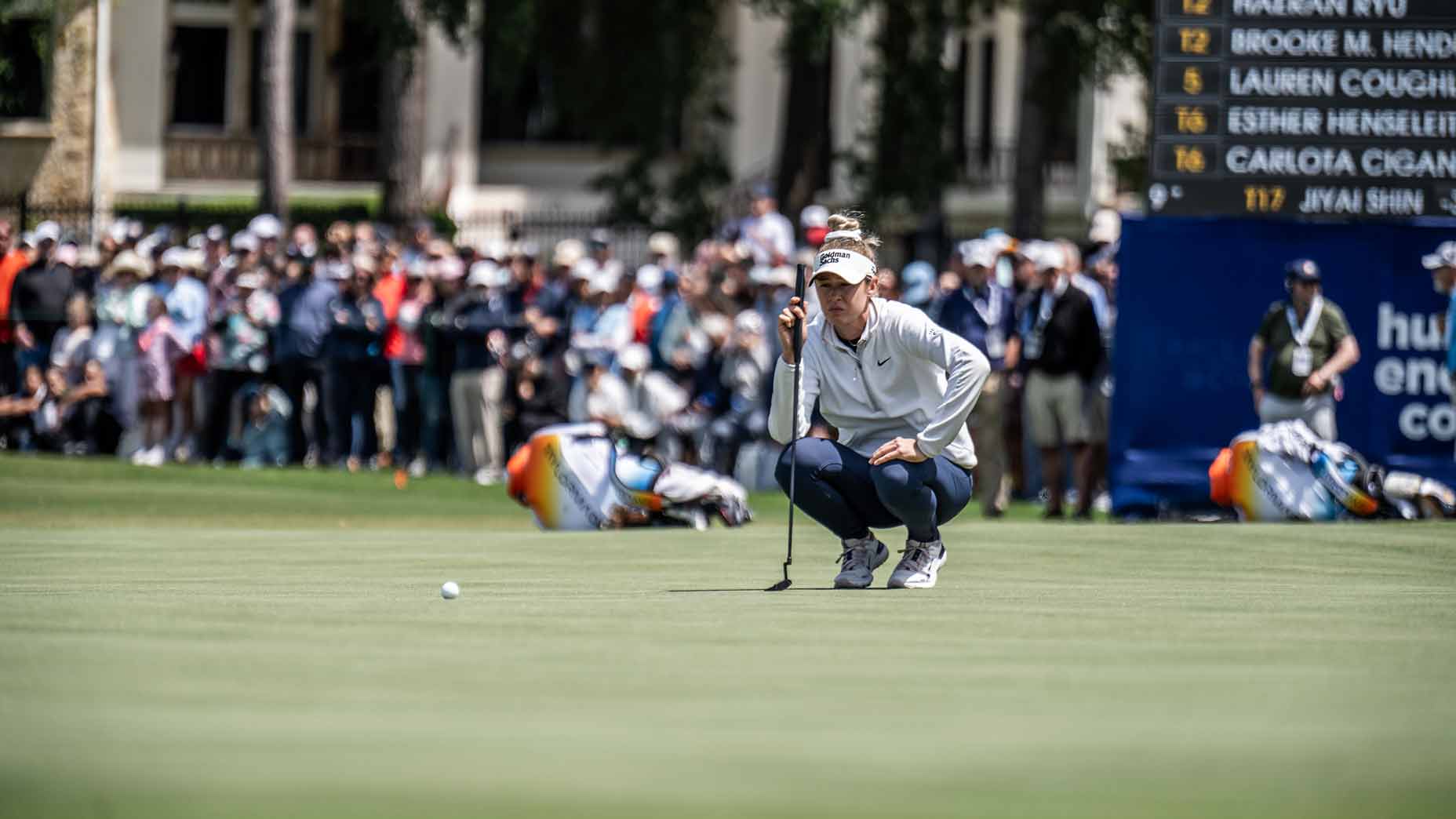 nelly korda reads a putt during the final round of the 2024 chevron championship