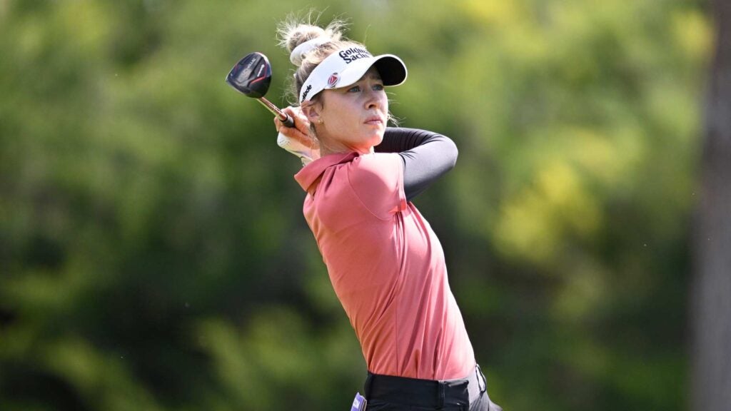 Nelly Korda hits tee shot at 2024 LPGA Match Play event