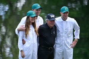 Gary Player of South Africa poses with family