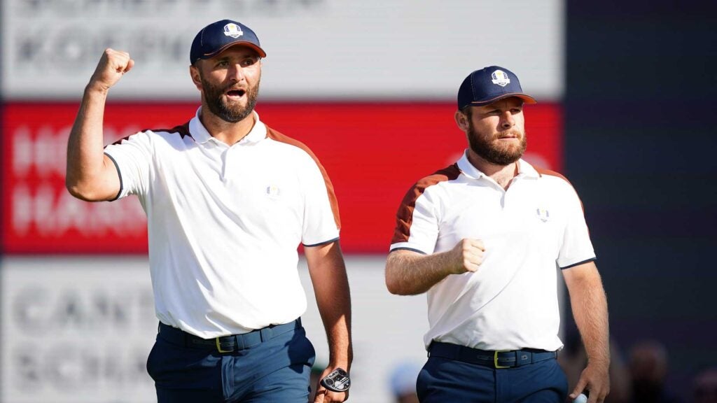 Jon Rahm and Tyrrell Hatton pictured at the Ryder Cup
