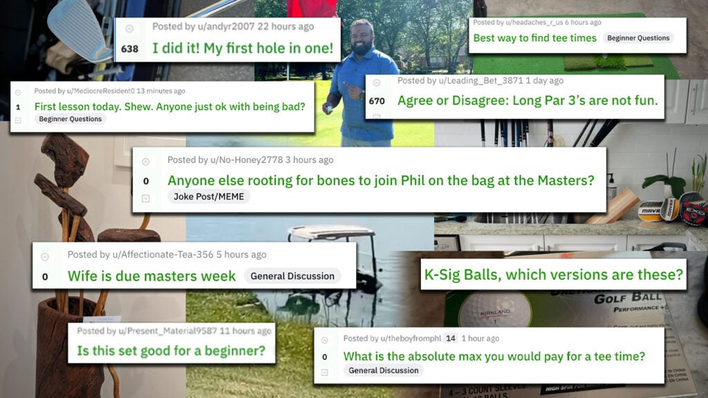collage of messages from reddit golf