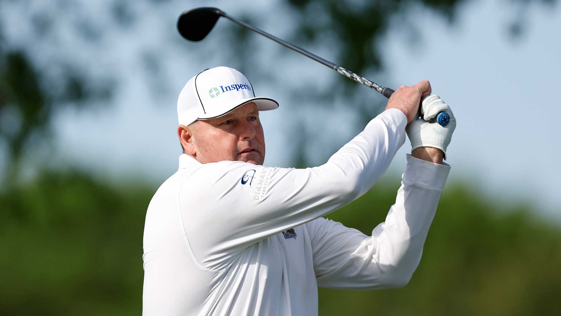 Former MLB pitcher Roger Clemens hits a shot on the seventh hole during the first round of the Invited Celebrity Classic at Las Colinas Country Club on April 21, 2023 in Irving, Texas.