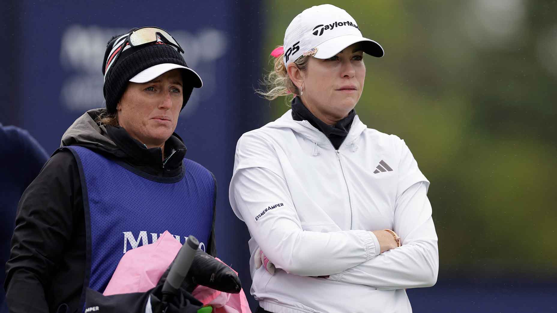 Paula Creamer of the United States looks on from the fourth tee during the first round of the Mizuho Americas Open at Liberty National Golf Club on May 16, 2024 in Jersey City, New Jersey.