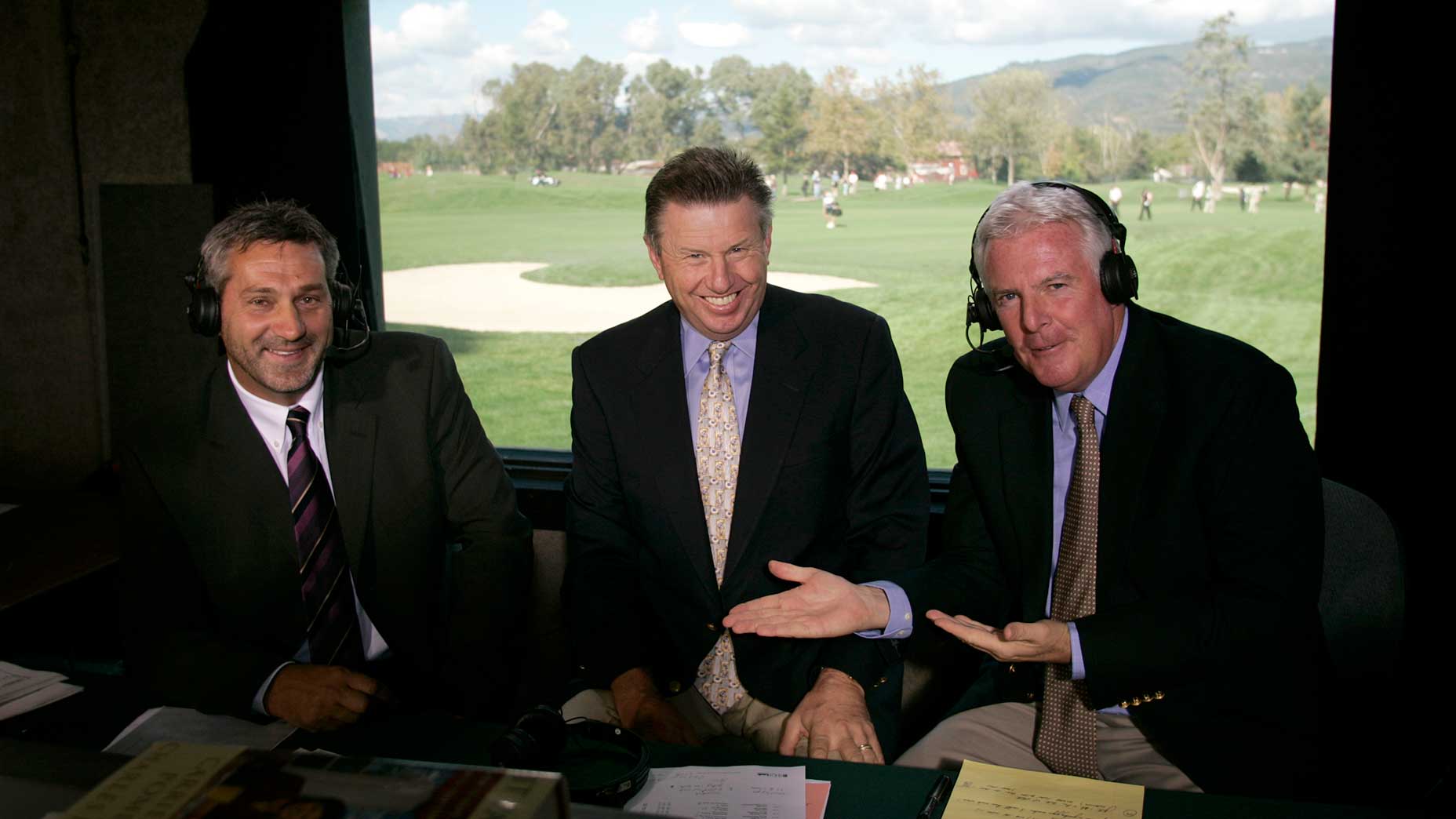 From left, Frank Nobilo, Peter Oosterhuis and Jim Kelly in the booth.