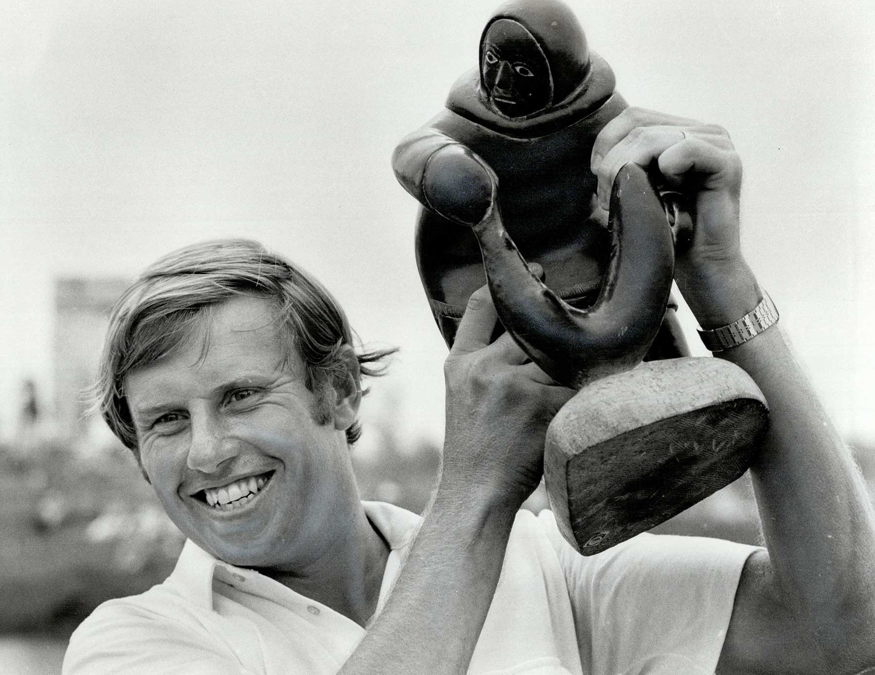 Peter Oosterhuis hoists the trophy after winning the 1981 Canadian Open, his only PGA Tour victory.