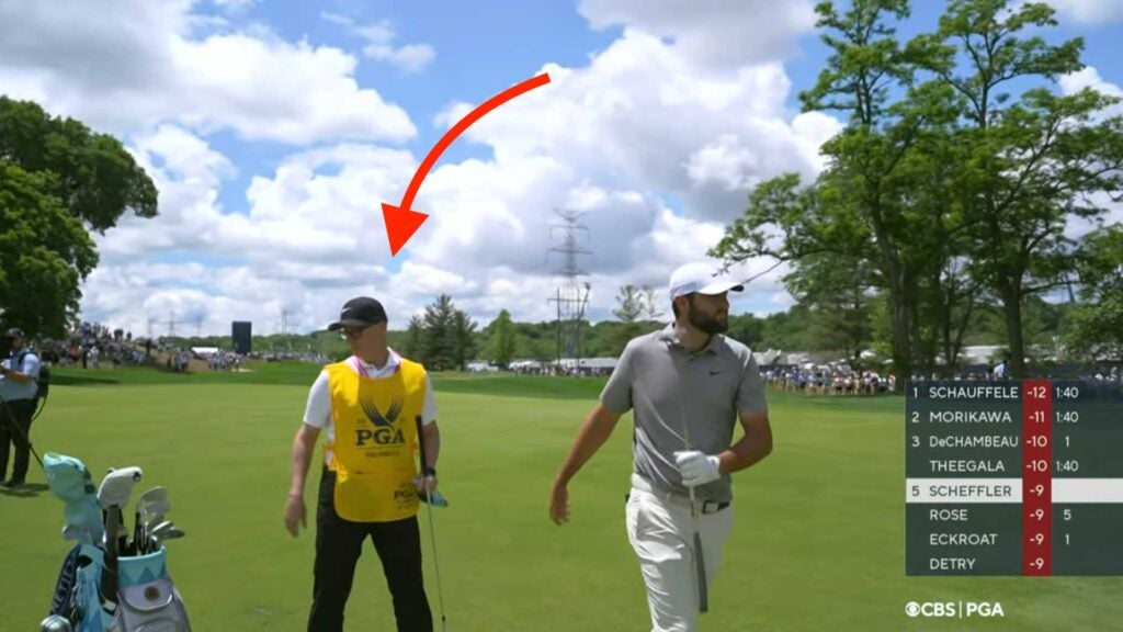 Scottie Scheffler's fill-in caddie Brad Payne at the PGA Championship.