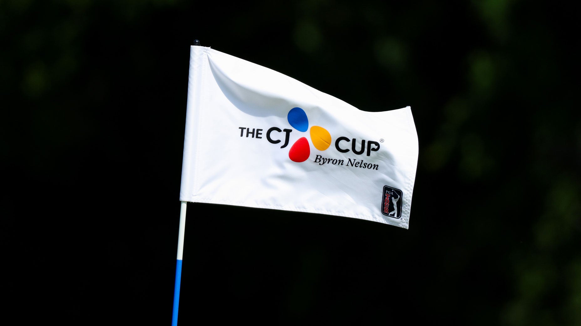 A 2024 CJ Cup Byron Nelson flag seen on the course at TPC Craig Ranch