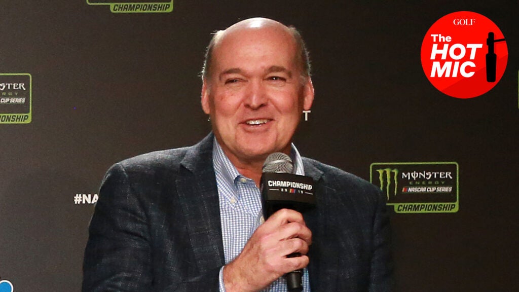 sam flood of NBC speaks at a press event in 2019