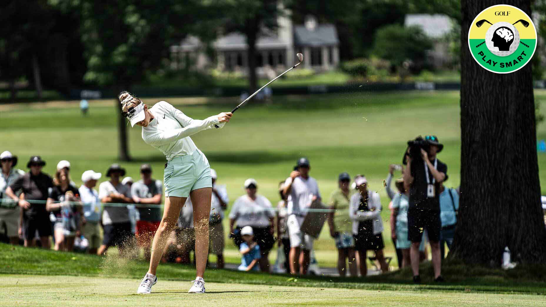 nelly korda swings during a practice round for the 2024 u.s. women's open