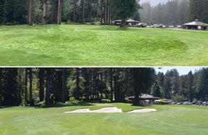 A before and after of the restored bunker on the par-4 6th, which brought back strategic challenge and deception back to northwood