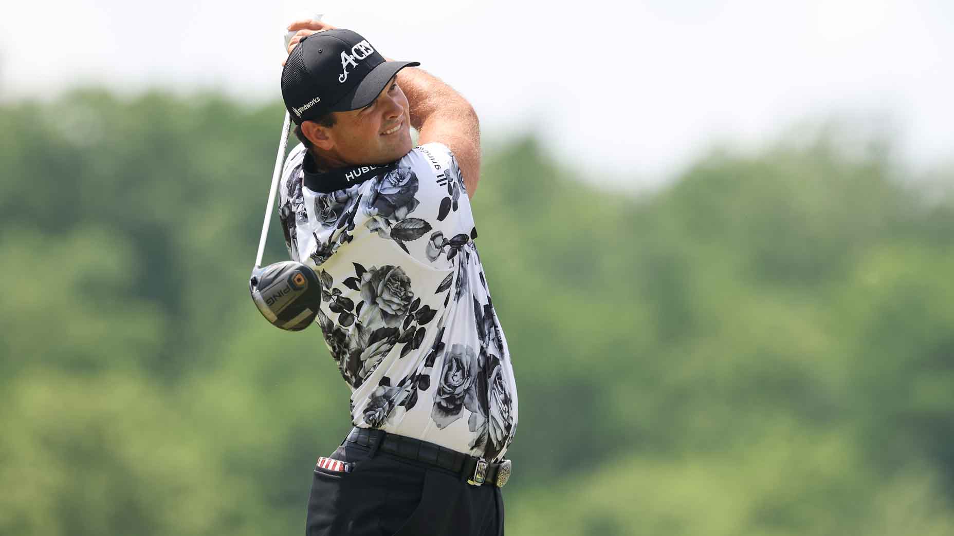 Patrick Reed hits drive on the first hole during the first round of the 2024 PGA Championship at Valhalla.