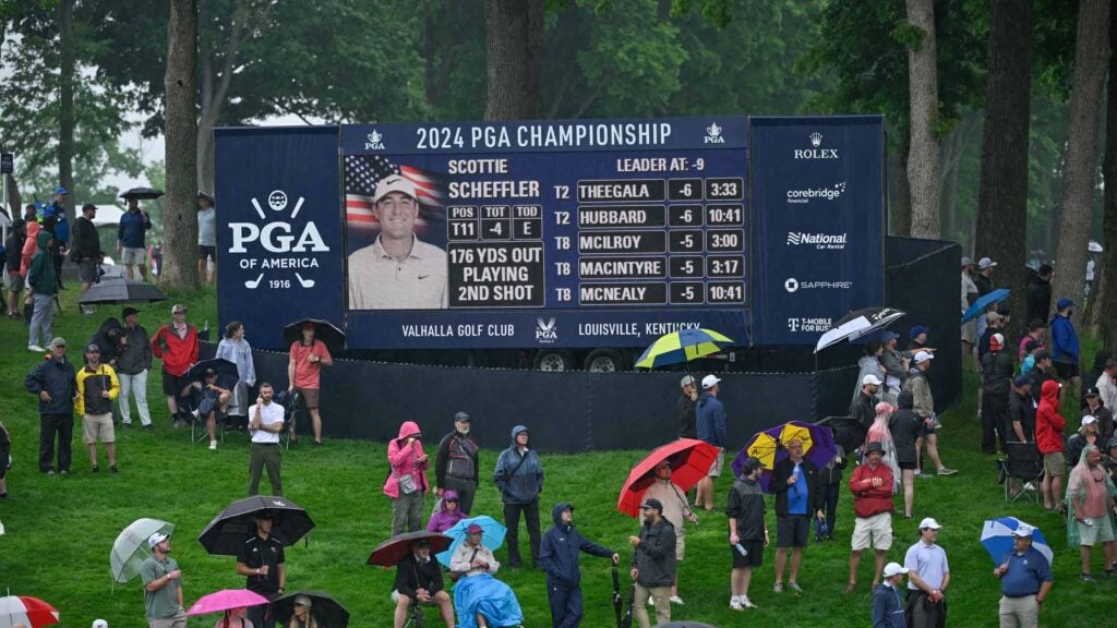 A video board at Valhalla pictured during 2024 PGA Championship