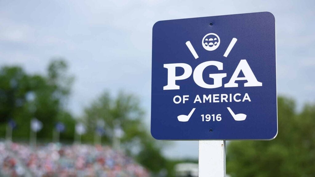 blue pga of america sign at the 2024 pga championship