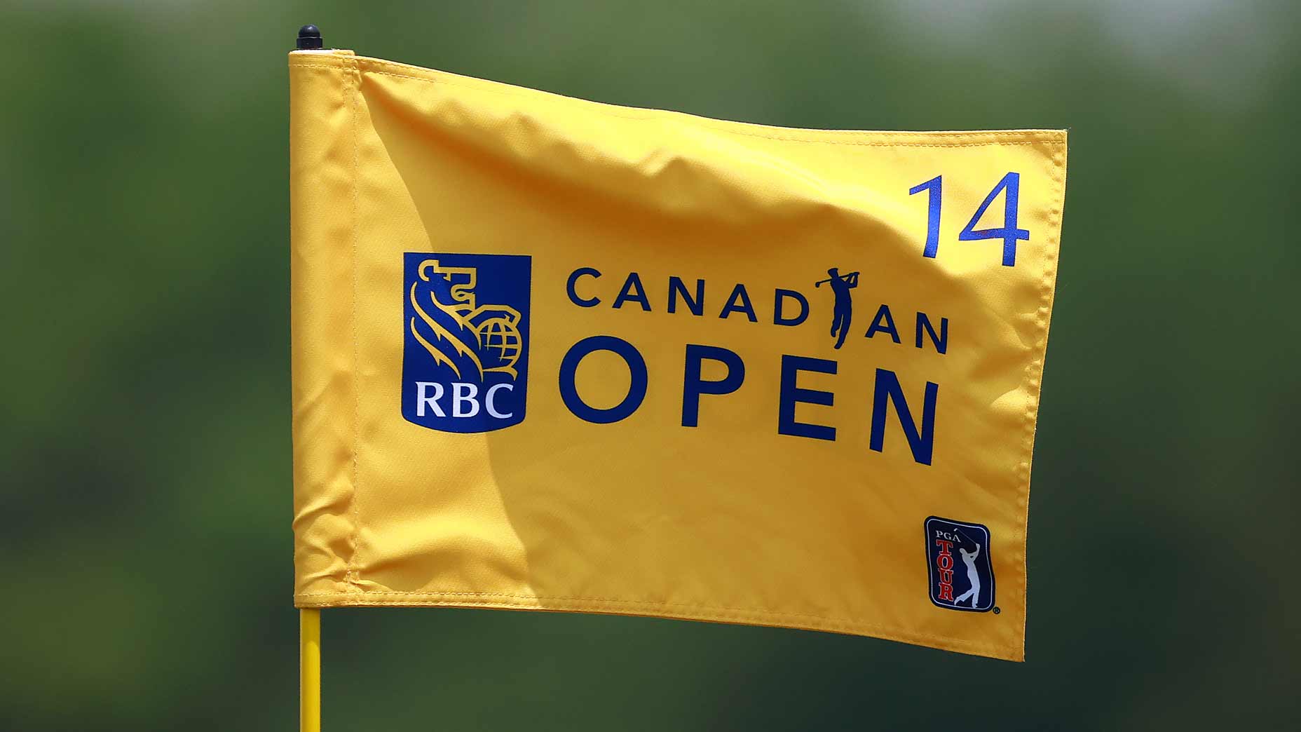 RBC Canadian Open flag seen on 14th hole at tournament