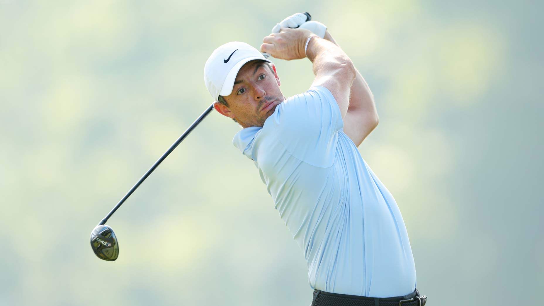 Pro golfer Rory McIlroy hits drive during Round 1 of 2024 PGA Championship at Valhalla.