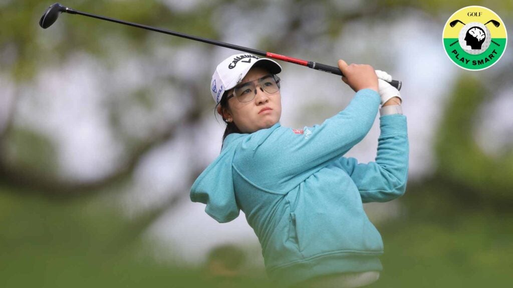 rose zhang swings a driver during the 2024 founders cup