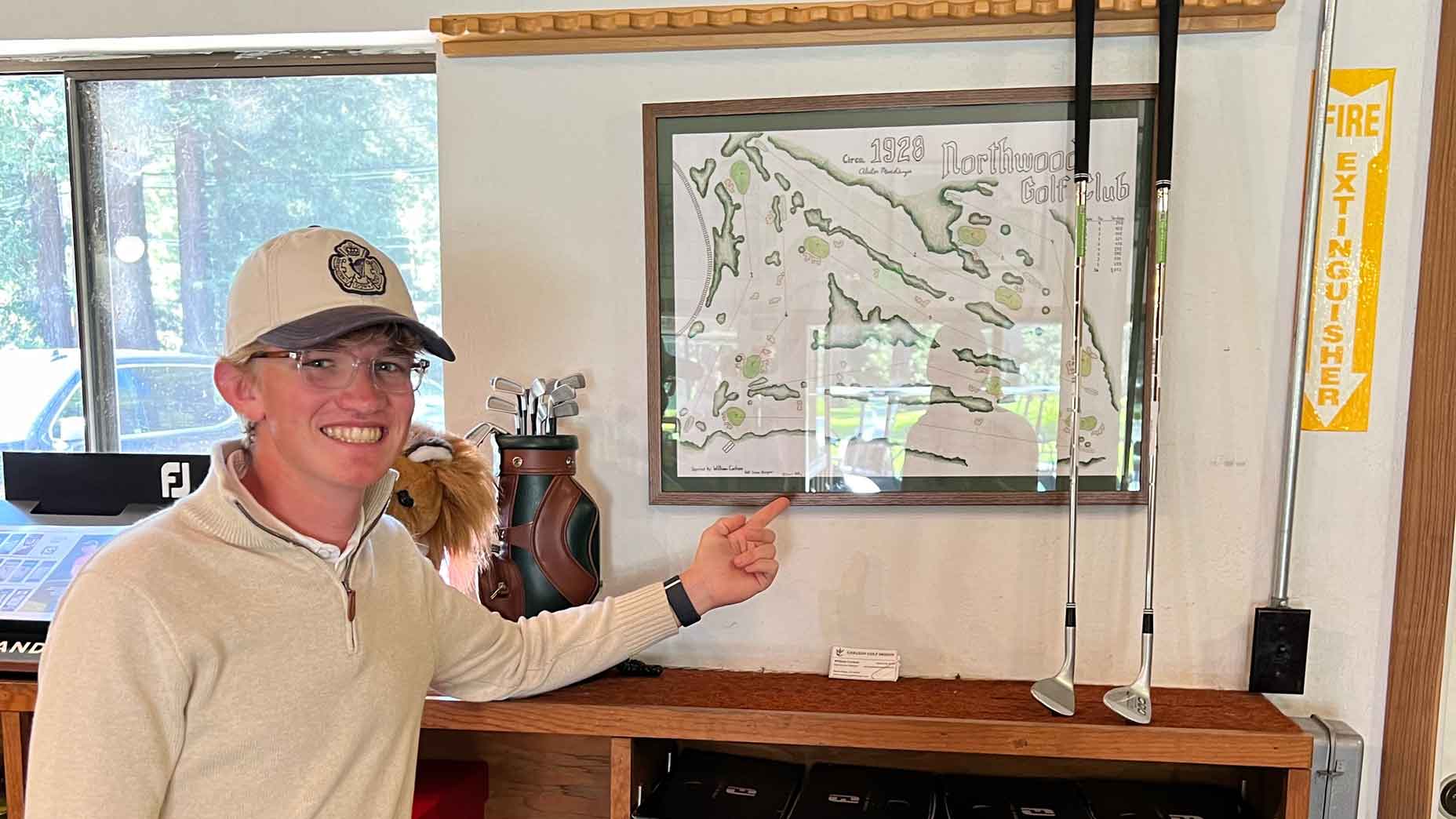 William Carlson with his map of the original Northwood Golf Club