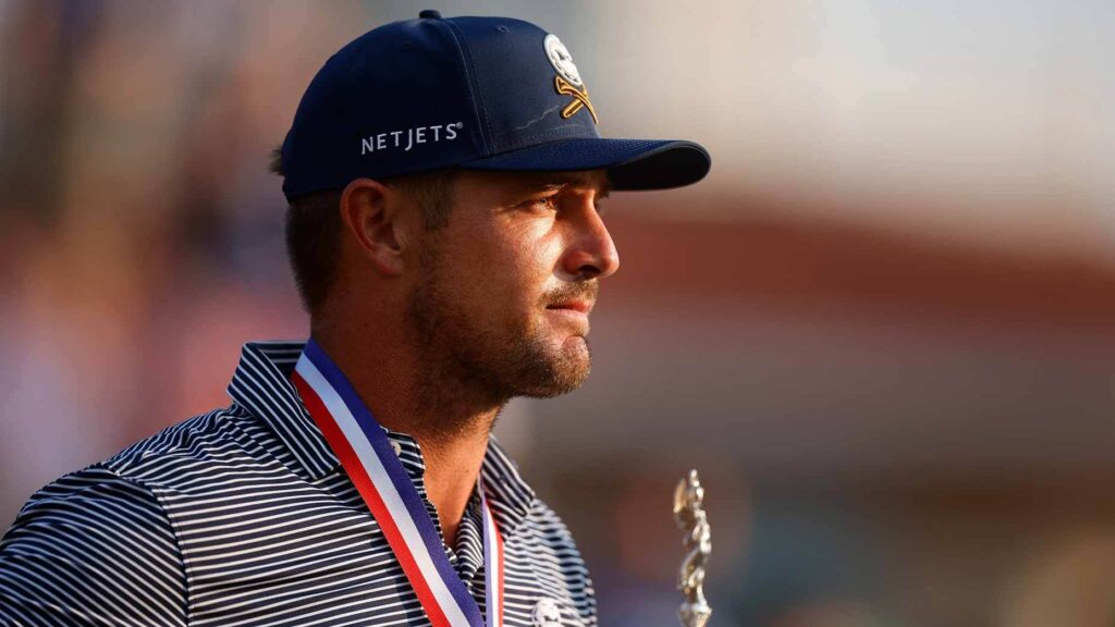 bryson dechambeau looks on at the us open