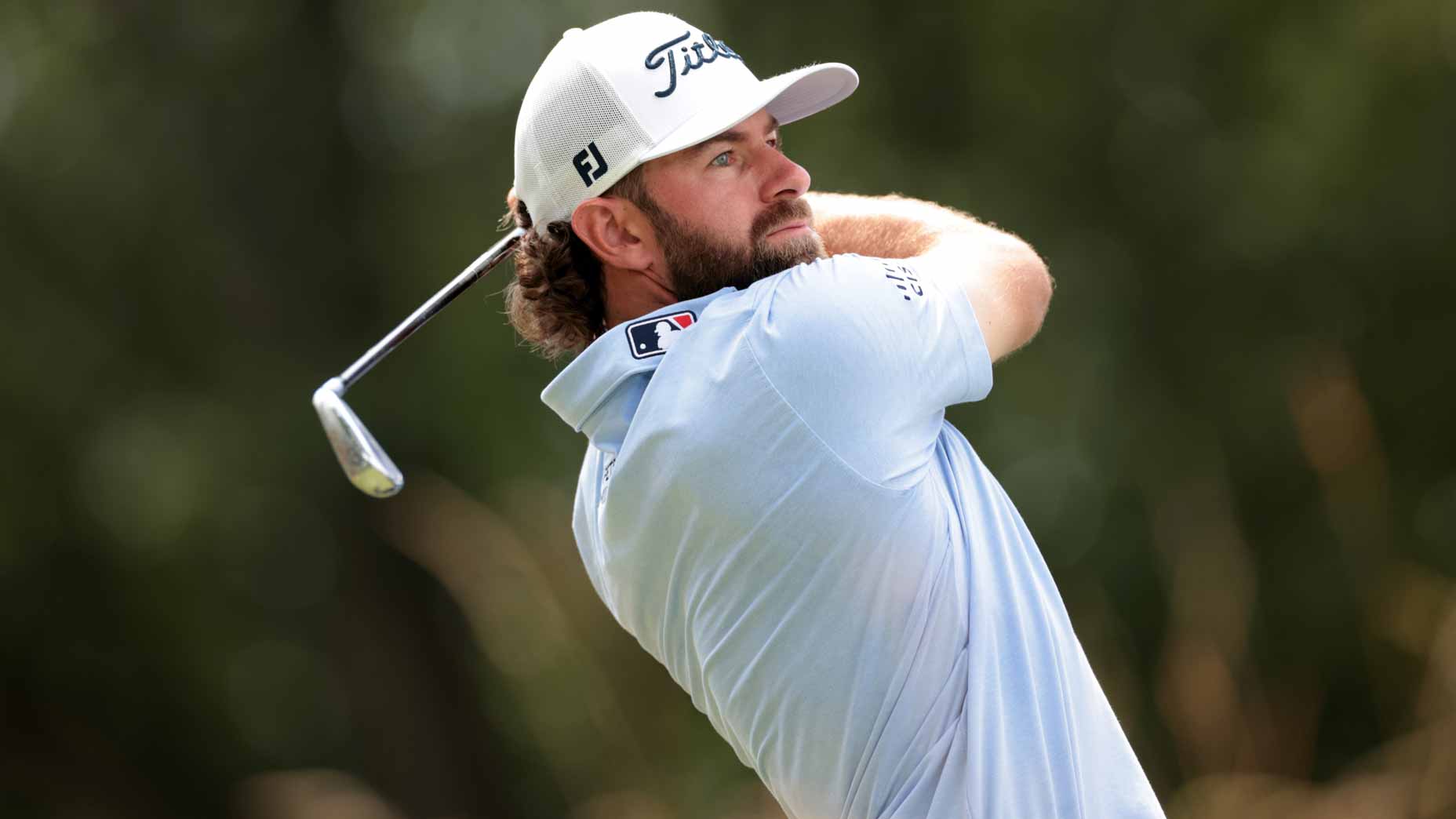 Cameron Young plays a shot at the Travelers Championship.