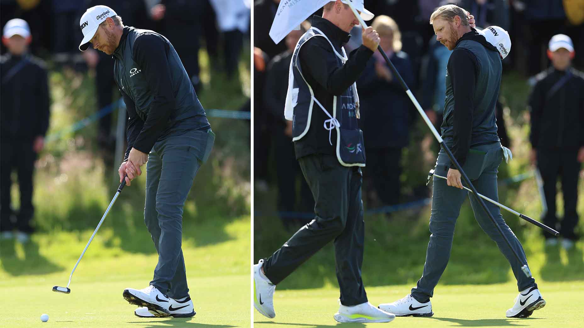 Sebastian Soderberg of Sweden three putts on the 18th hole during day four of the Volvo Car Scandinavian Mixed at Vasatorps Golfklubb on June 09, 2024 in Helsingborg, Sweden.