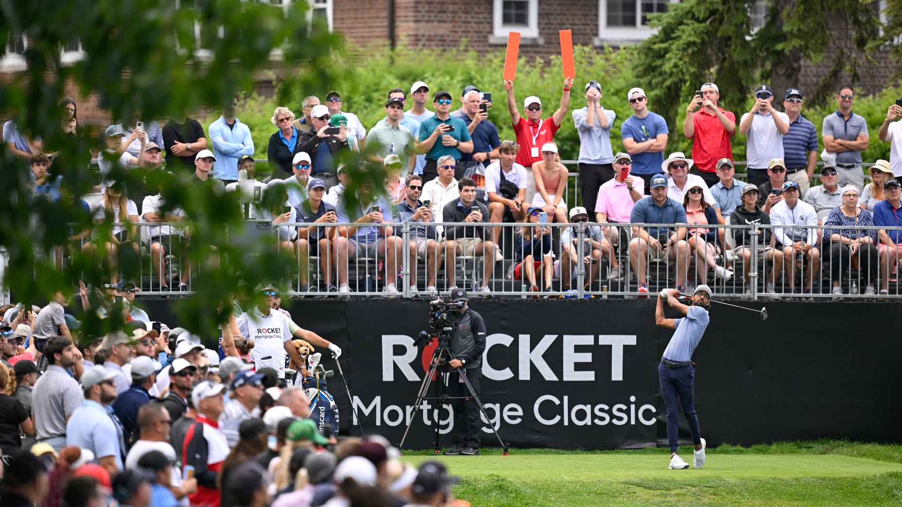 Akshay Bhatia tees off on the first hole during the first round of the Rocket Mortgage Classic at Detroit Golf Club on June 27, 2024 in Detroit, Michigan.