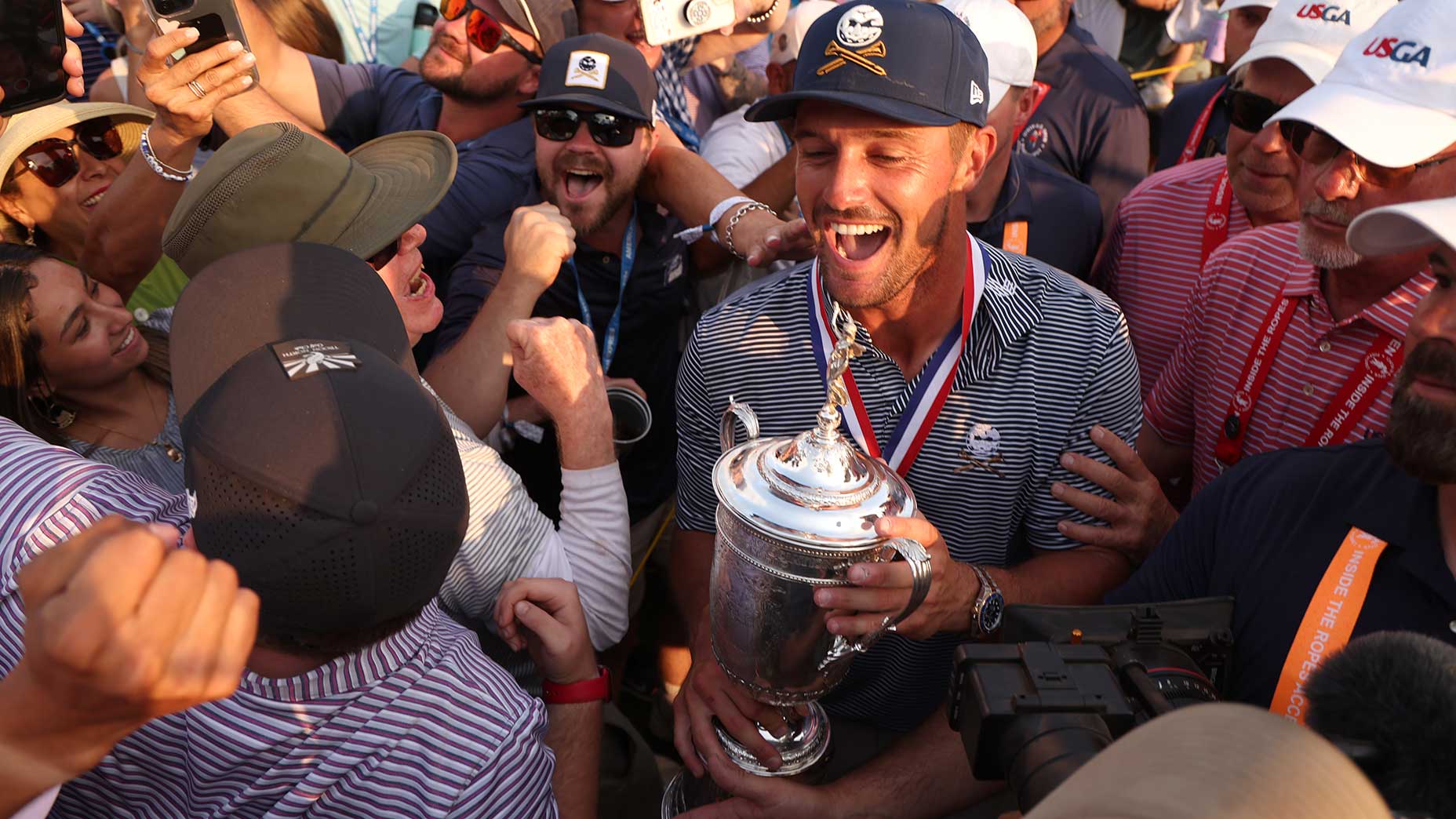 Bryson DeChambeau celebrates this second major title on Sunday at Pinehurst.