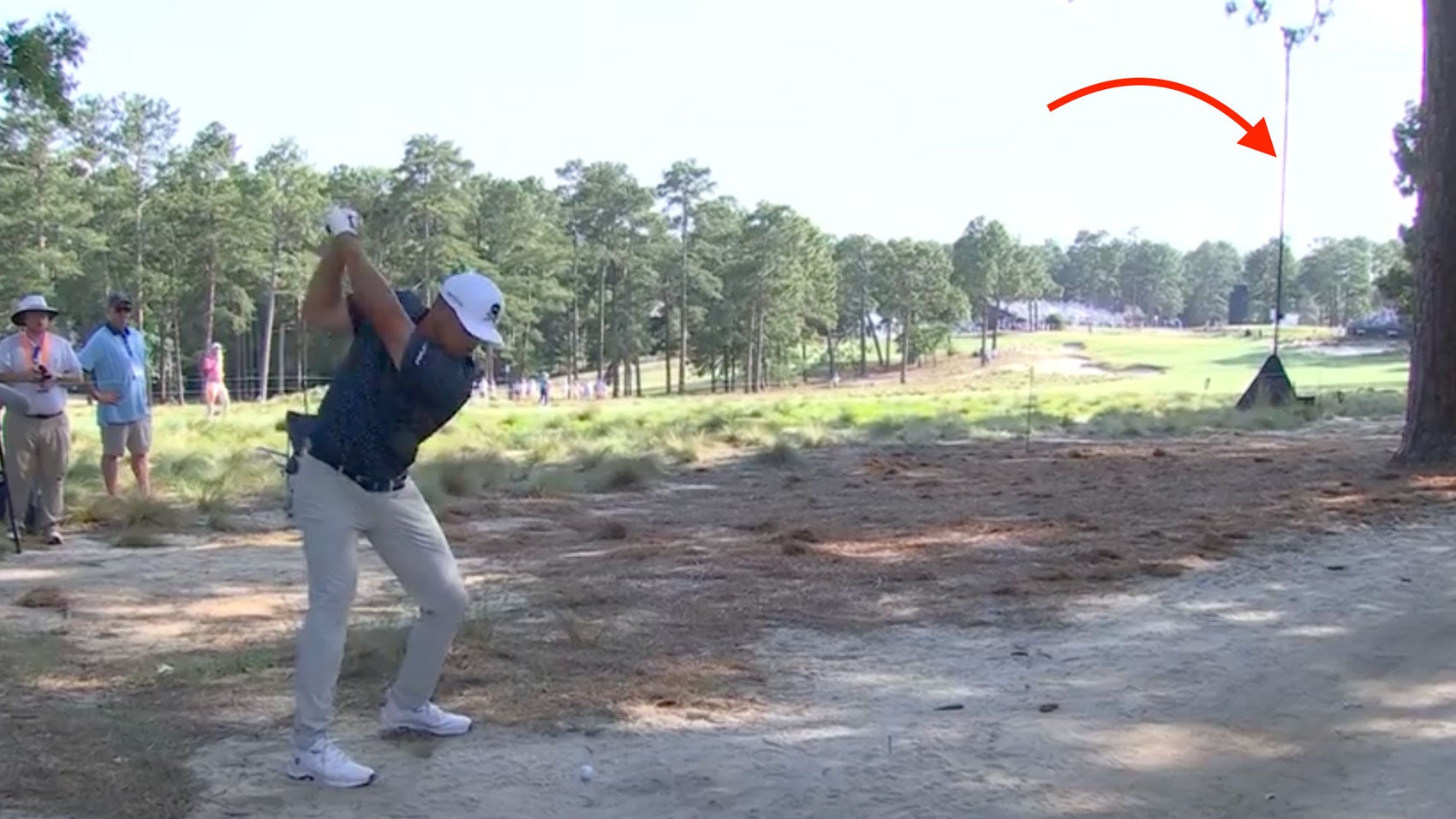 bryson dechambeau playing his second shot in first round of u.s. open