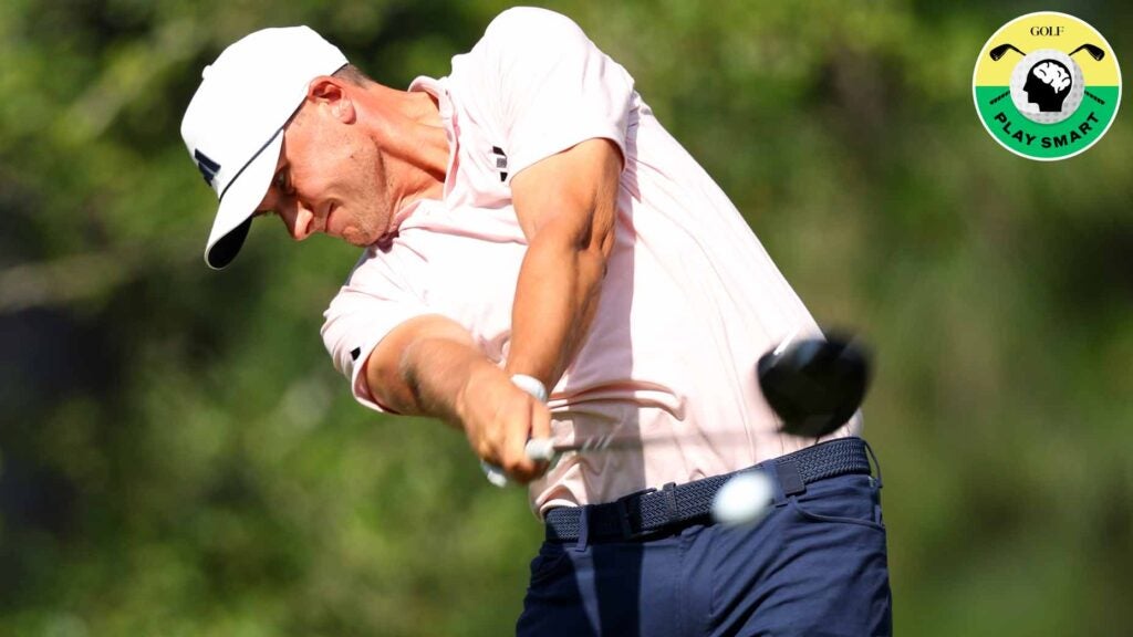 ludvig aberg swings driver during the 2024 u.s. open