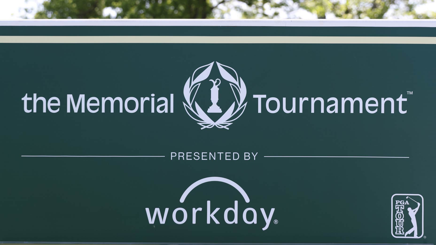 A tournament sign pictured at Muirfield Village during the Memorial Tournament