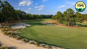 aerial view of the fifth green at pinehurst no. 2