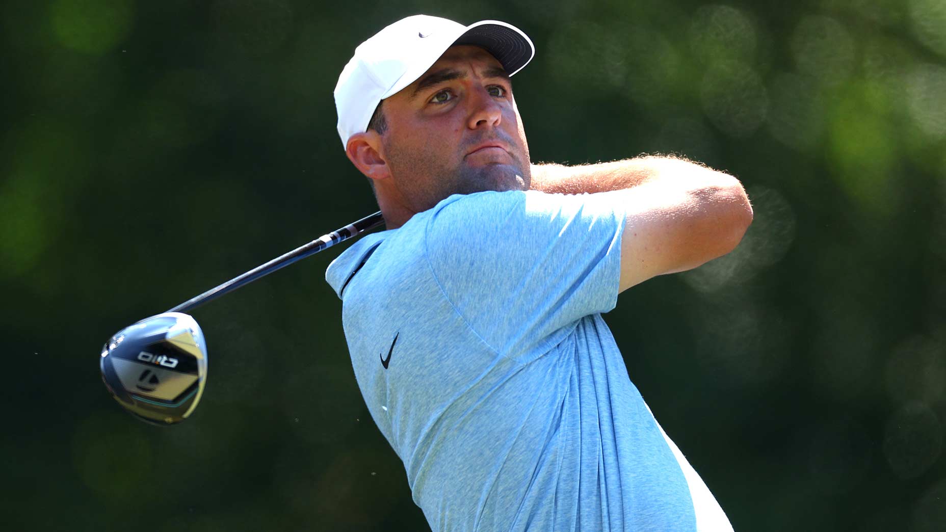 PGA Tour pro Scottie Scheffler watches drive at 2024 U.S. Open