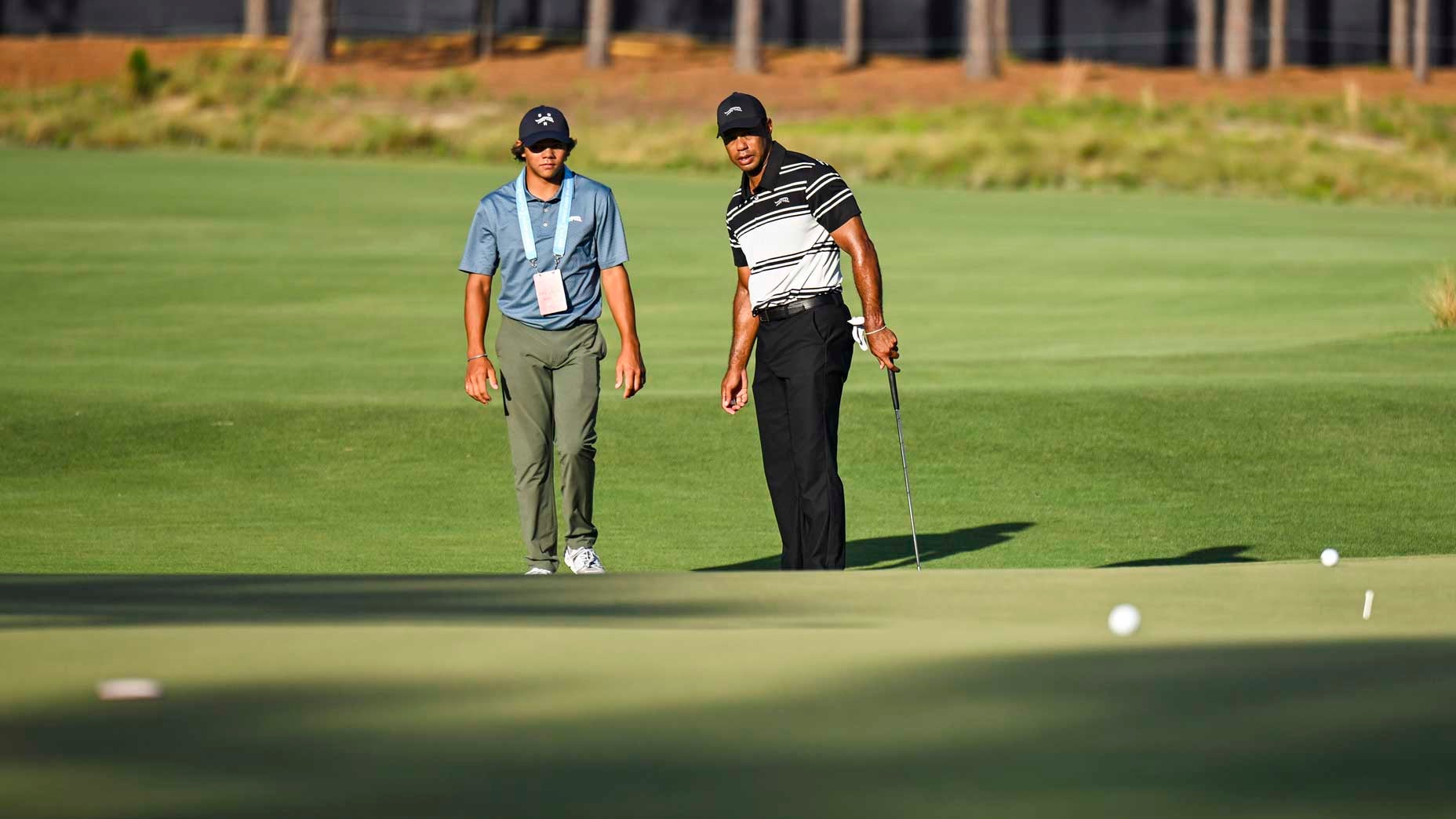 Tiger Woods and his son Charlie at Pinehurst