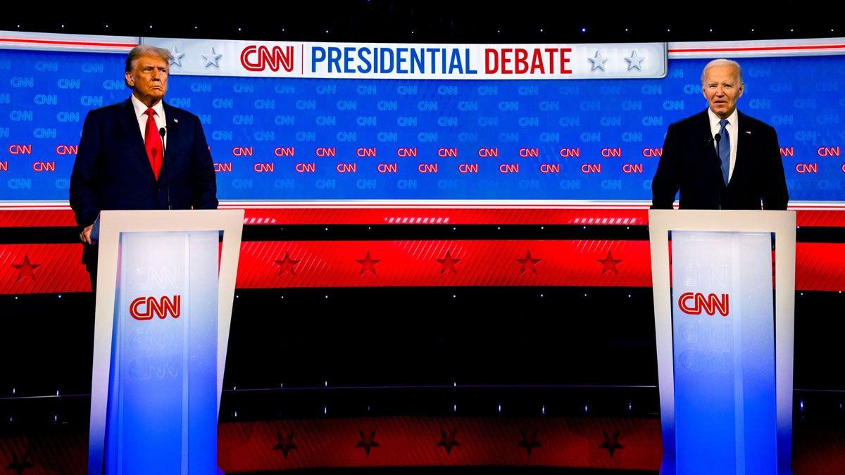 US President Joe Biden, right, and former US President Donald Trump during the first presidential debate in Atlanta, Georgia