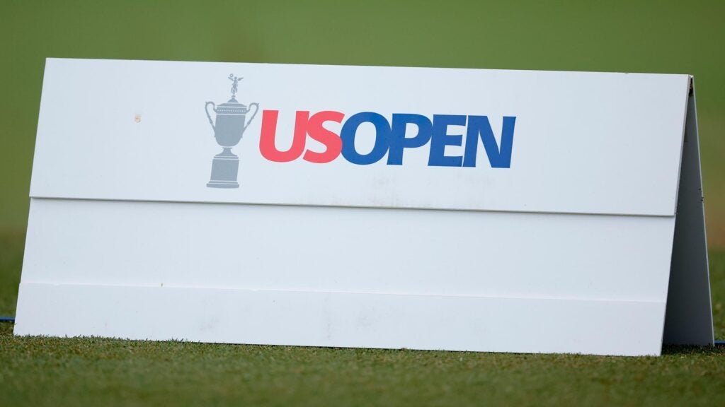 Blank U.S. Open range marker sign pictured at Pinehurst