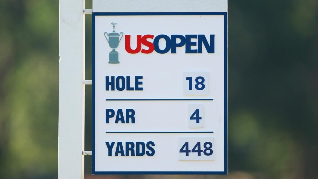 2024 U.S. Open tee sign at No. 18 pictured at Pinehurst No. 2