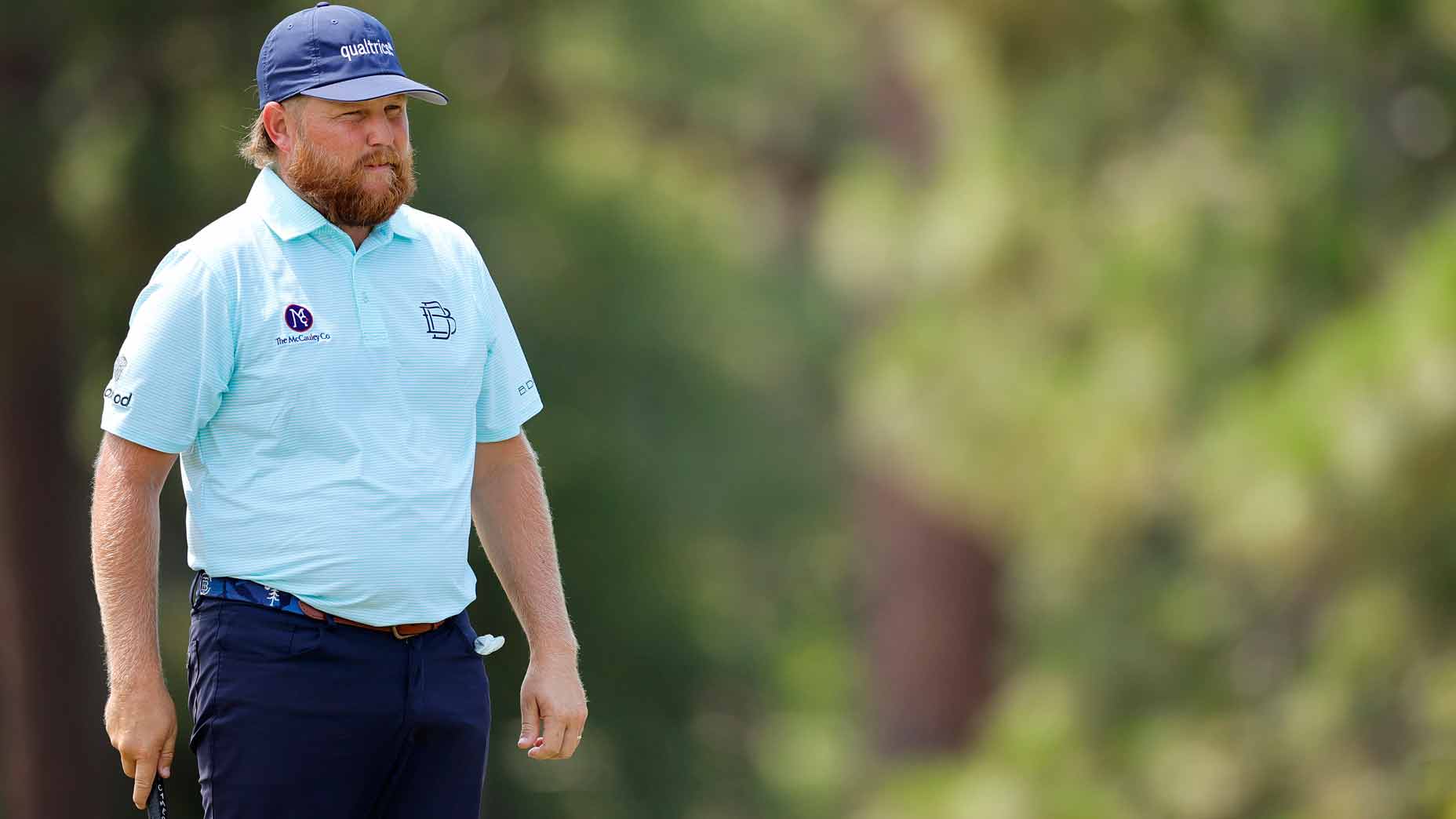 zac blair stands and stares ahead during the 2024 u.s. open