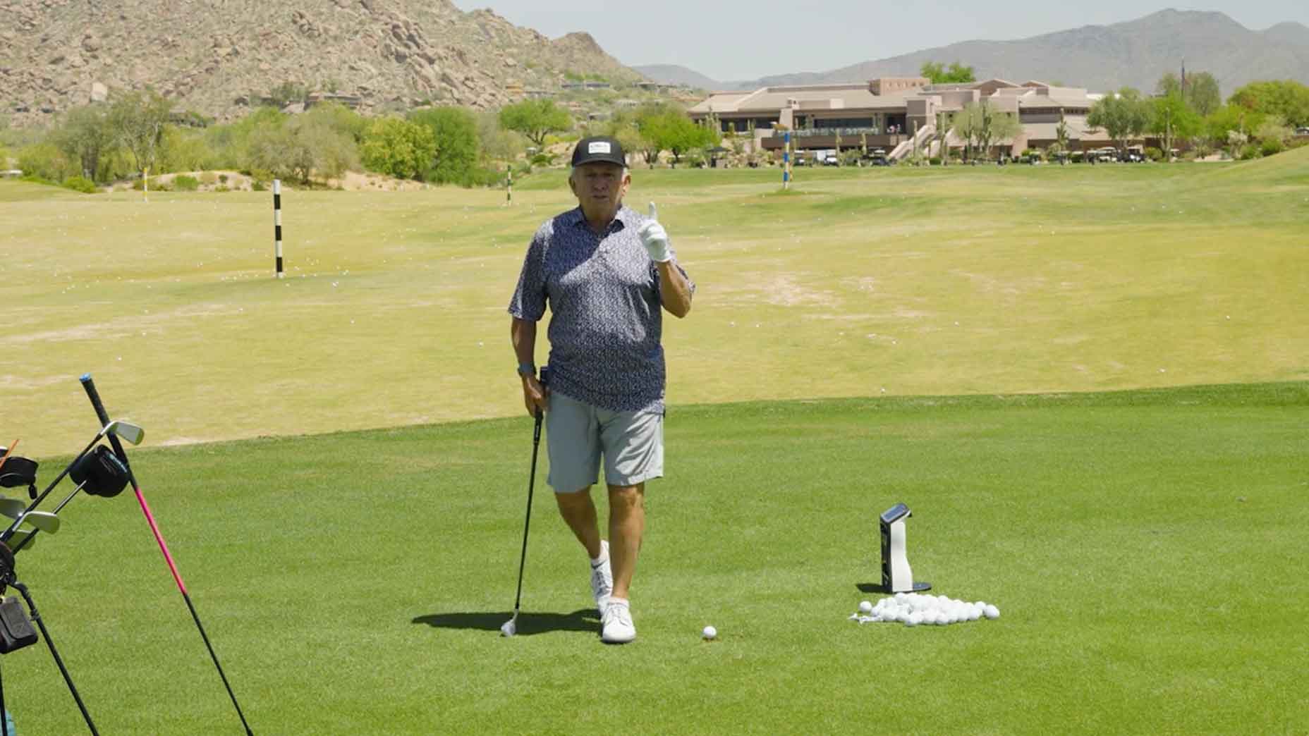 Peter Kostis demonstrates a one-ball drill