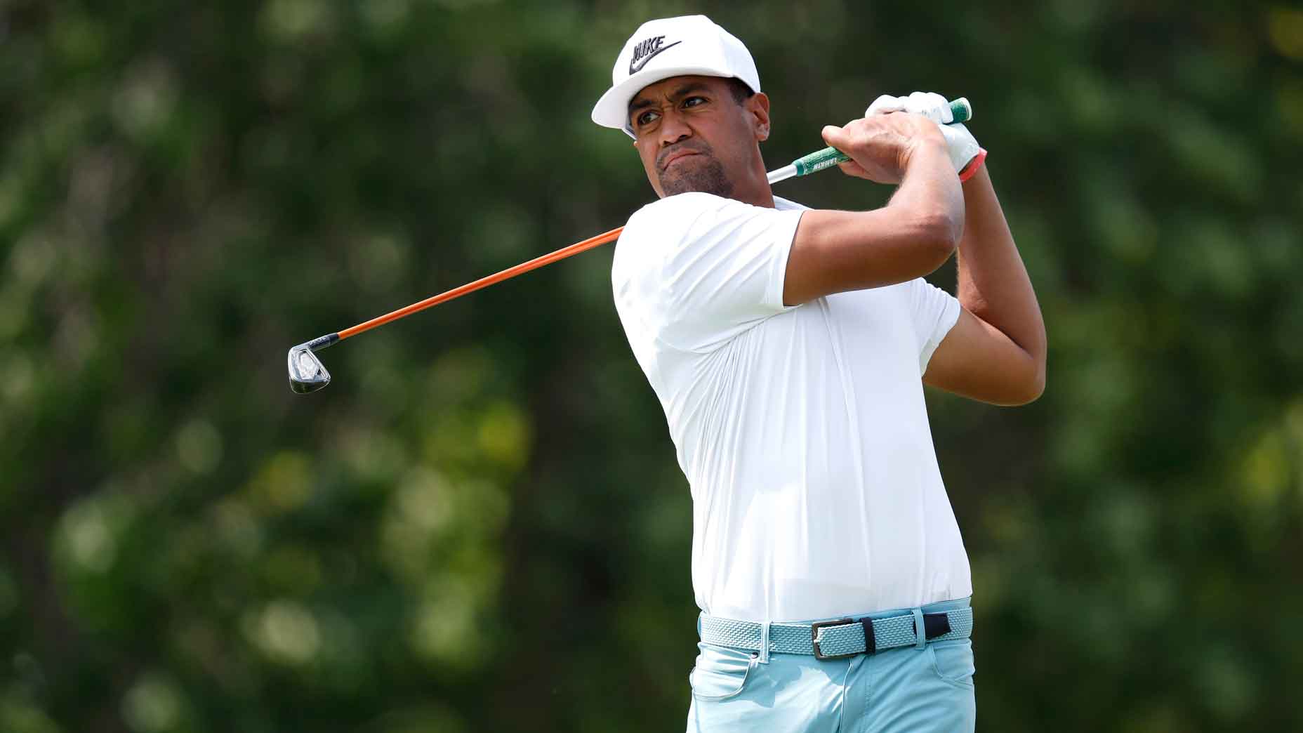 Tony Finau of the United States plays his shot from the 10th tee during the second round of the 3M Open at TPC Twin Cities on July 26, 2024 in Blaine, Minnesota