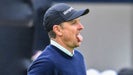 Justin Rose of England reacts and sticks his tongue out after making a par putt on the 18th hole green during the third round of The 152nd Open Championship
